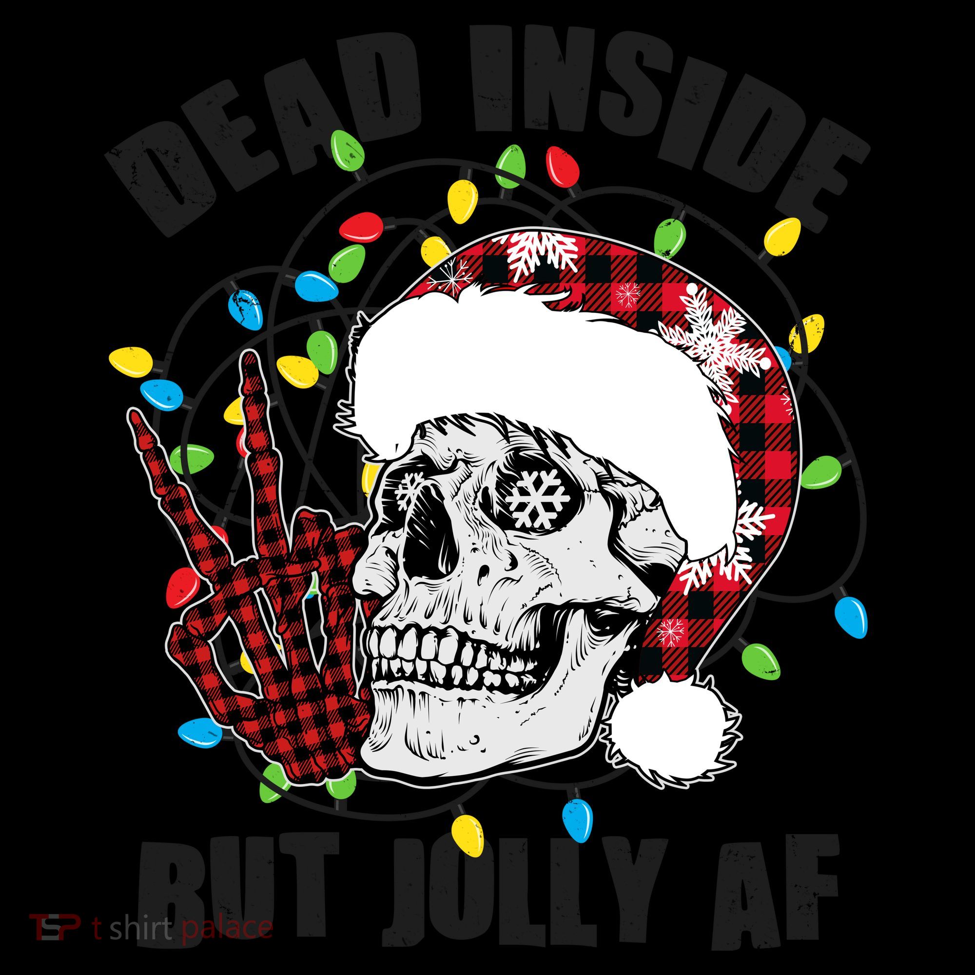 Funny Christmas Dead Inside But Jolly AF Peace Out Skull Coffee Mug