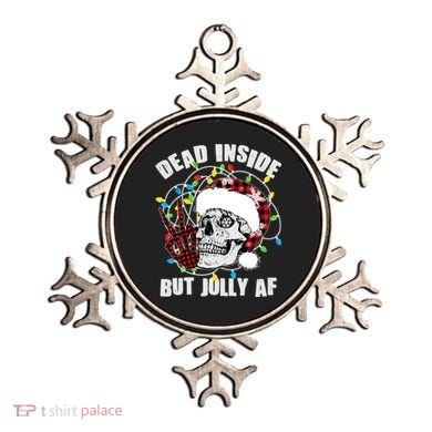 Funny Christmas Dead Inside But Jolly AF Peace Out Skull Ornament