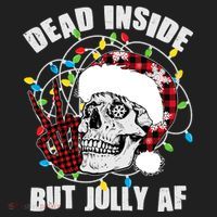 Funny Christmas Dead Inside But Jolly AF Peace Out Skull Hat thumb 2