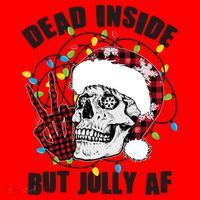 Funny Christmas Dead Inside But Jolly AF Peace Out Skull Santa Hat thumb 1