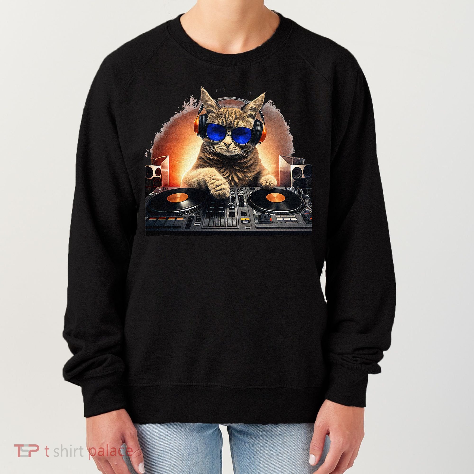 Funny Cat DJ Women's Sweatshirt