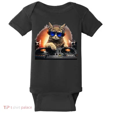 Funny Cat DJ Baby Bodysuit