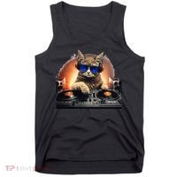 Funny Cat DJ Tank Top thumb 0