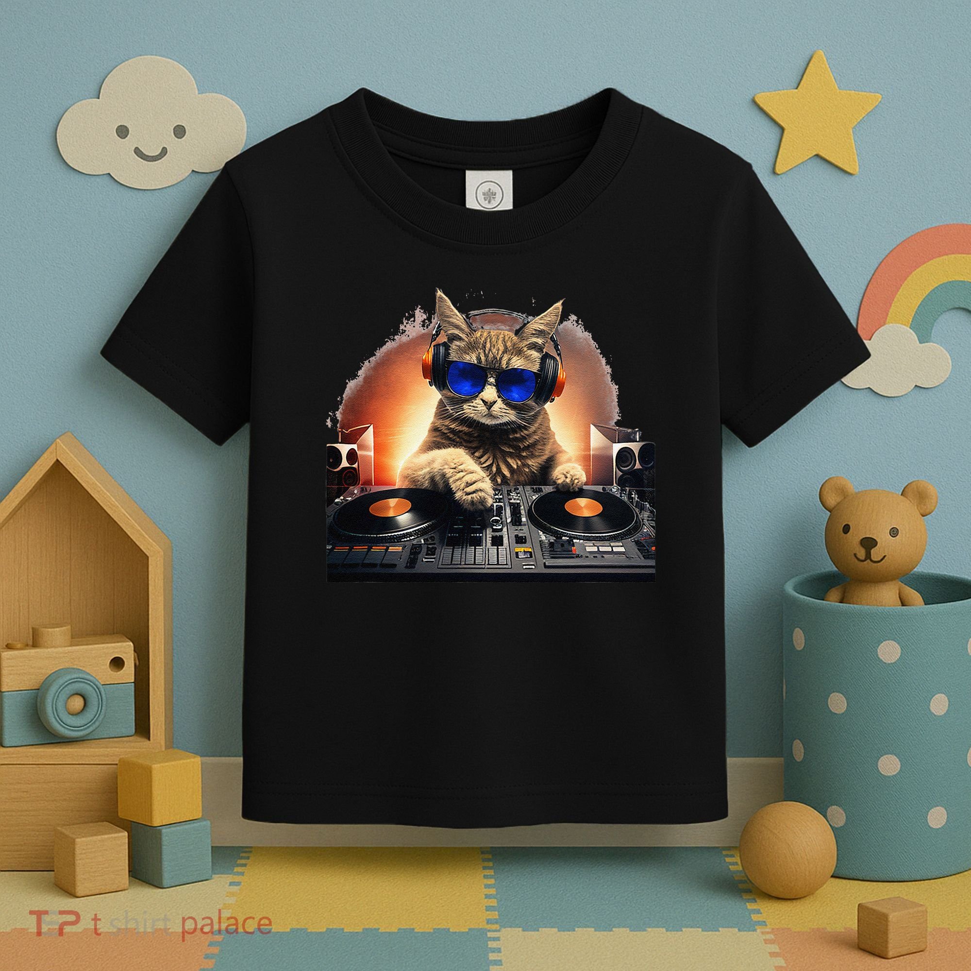 Funny Cat DJ Toddler T-Shirt
