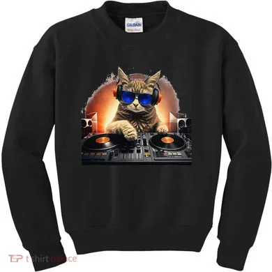Funny Cat DJ Kids Sweatshirt