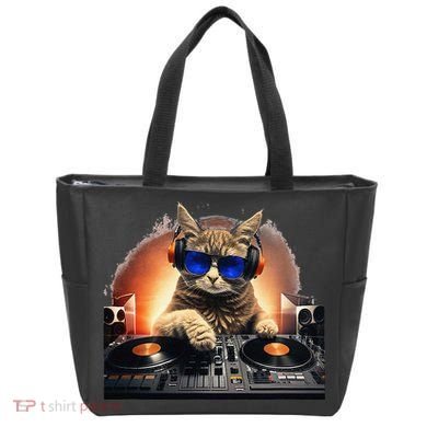 Funny Cat DJ Tote Bag