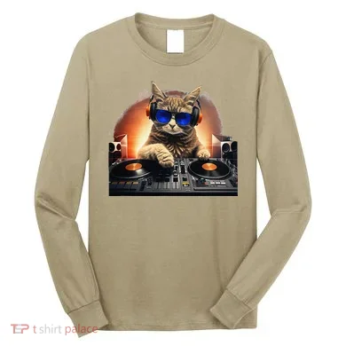 Funny Cat DJ Long Sleeve Shirt