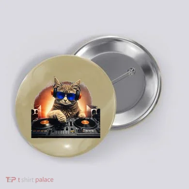 Funny Cat DJ Button