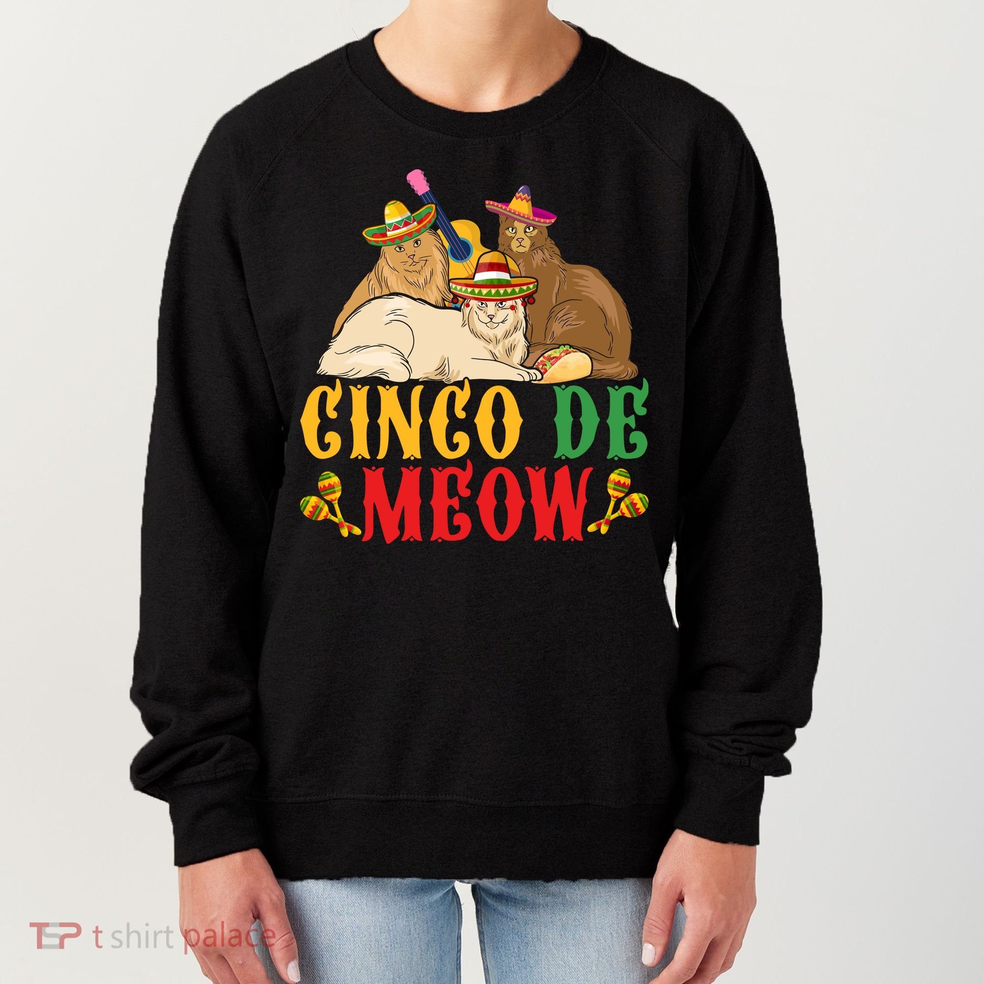 Funny Cinco De Mayo Gift Cinco De Meow Cat Sombrero Women's Sweatshirt