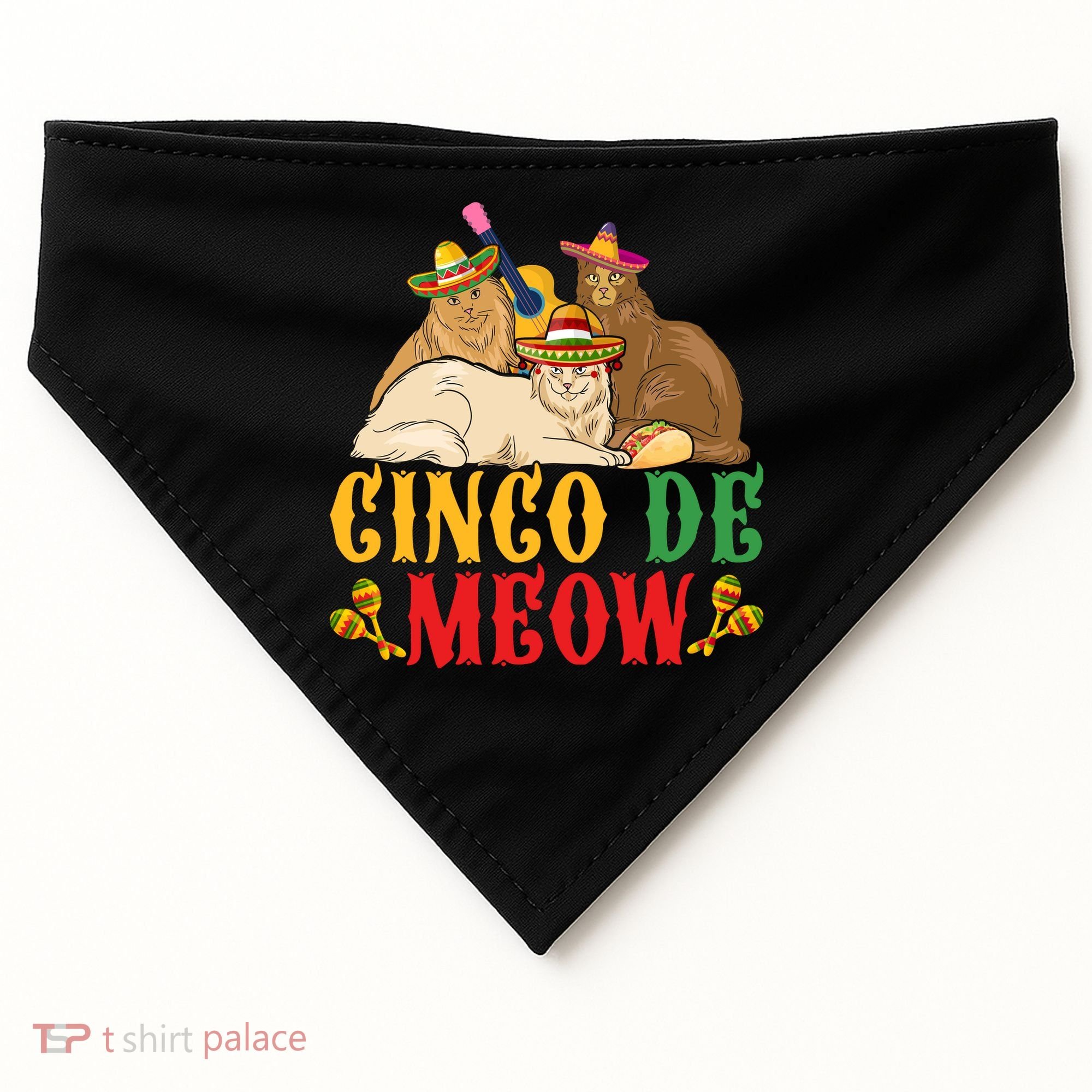 Funny Cinco De Mayo Gift Cinco De Meow Cat Sombrero USA-Made Doggie Bandana
