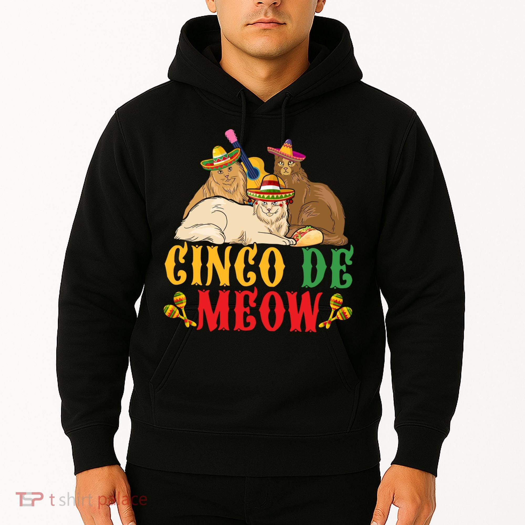 Funny Cinco De Mayo Gift Cinco De Meow Cat Sombrero Hoodie