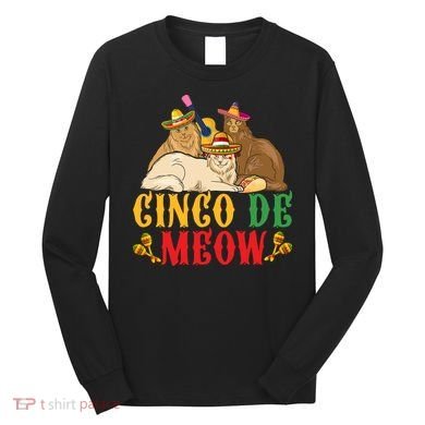 Funny Cinco De Mayo Gift Cinco De Meow Cat Sombrero Long Sleeve Shirt
