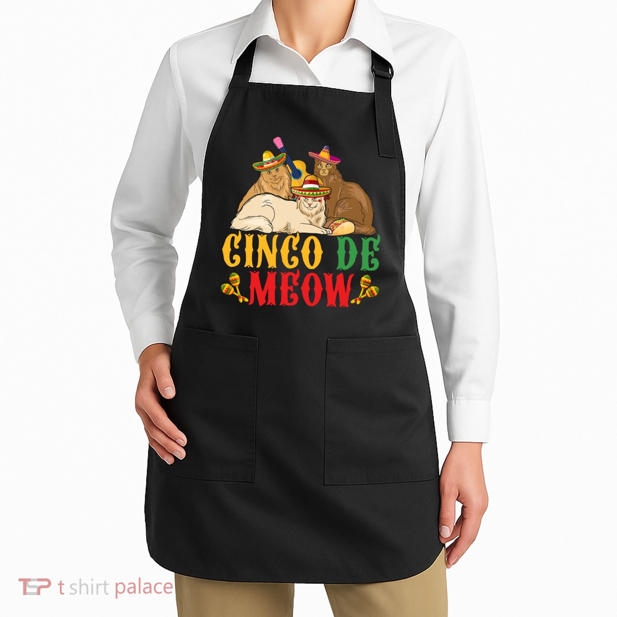 Funny Cinco De Mayo Gift Cinco De Meow Cat Sombrero Apron