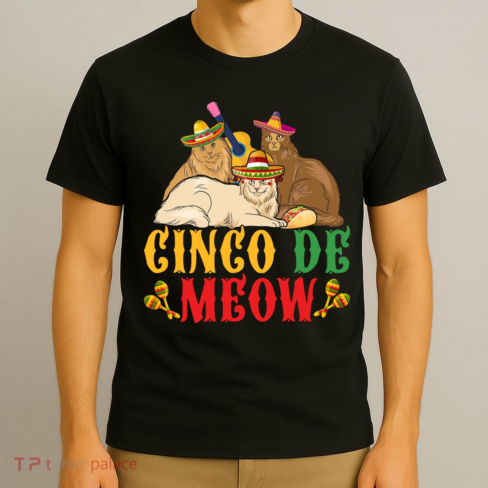 Funny Cinco De Mayo Gift Cinco De Meow Cat Sombrero T-Shirt