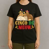 Funny Cinco De Mayo Gift Cinco De Meow Cat Sombrero T-Shirt thumb 4