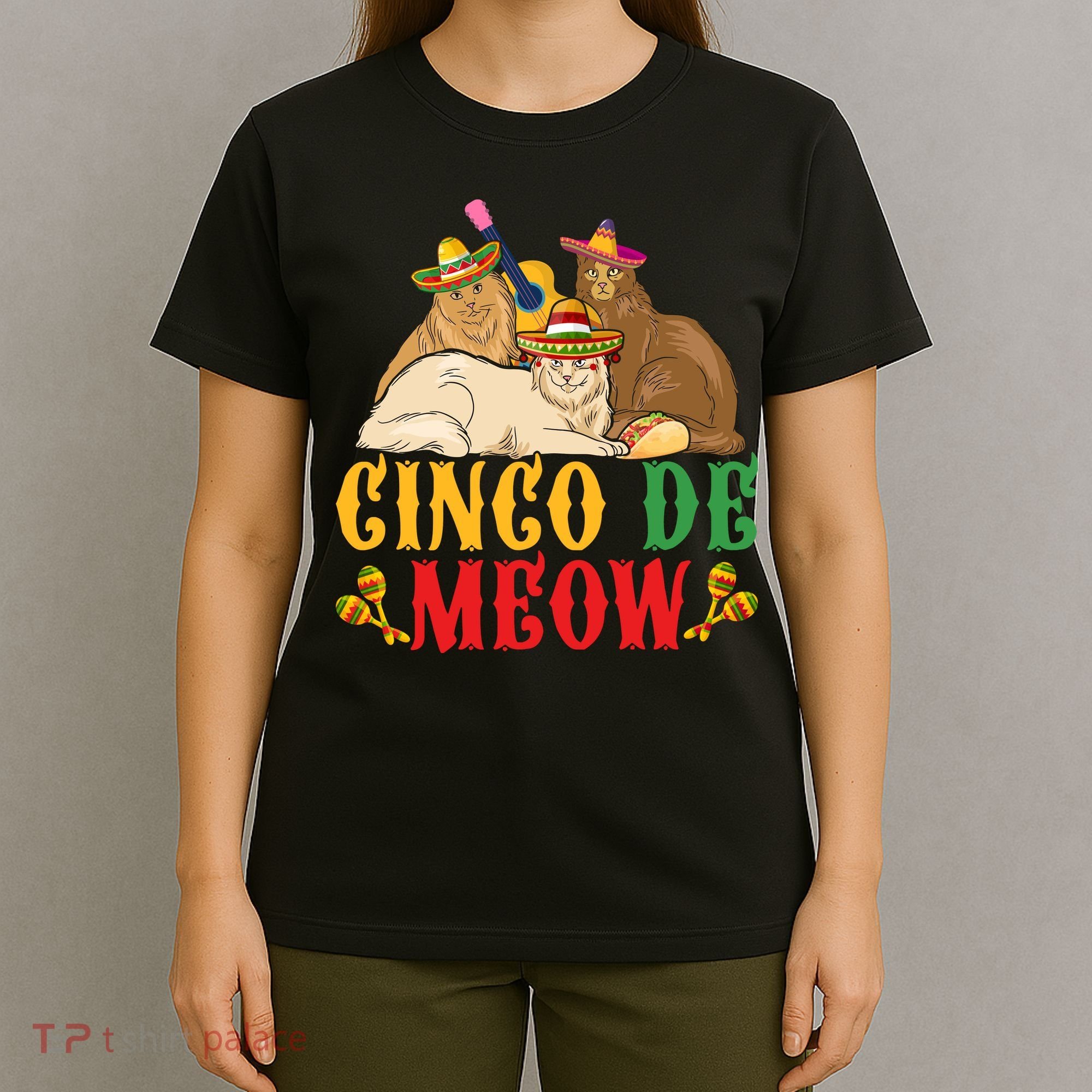 Funny Cinco De Mayo Gift Cinco De Meow Cat Sombrero T-Shirt