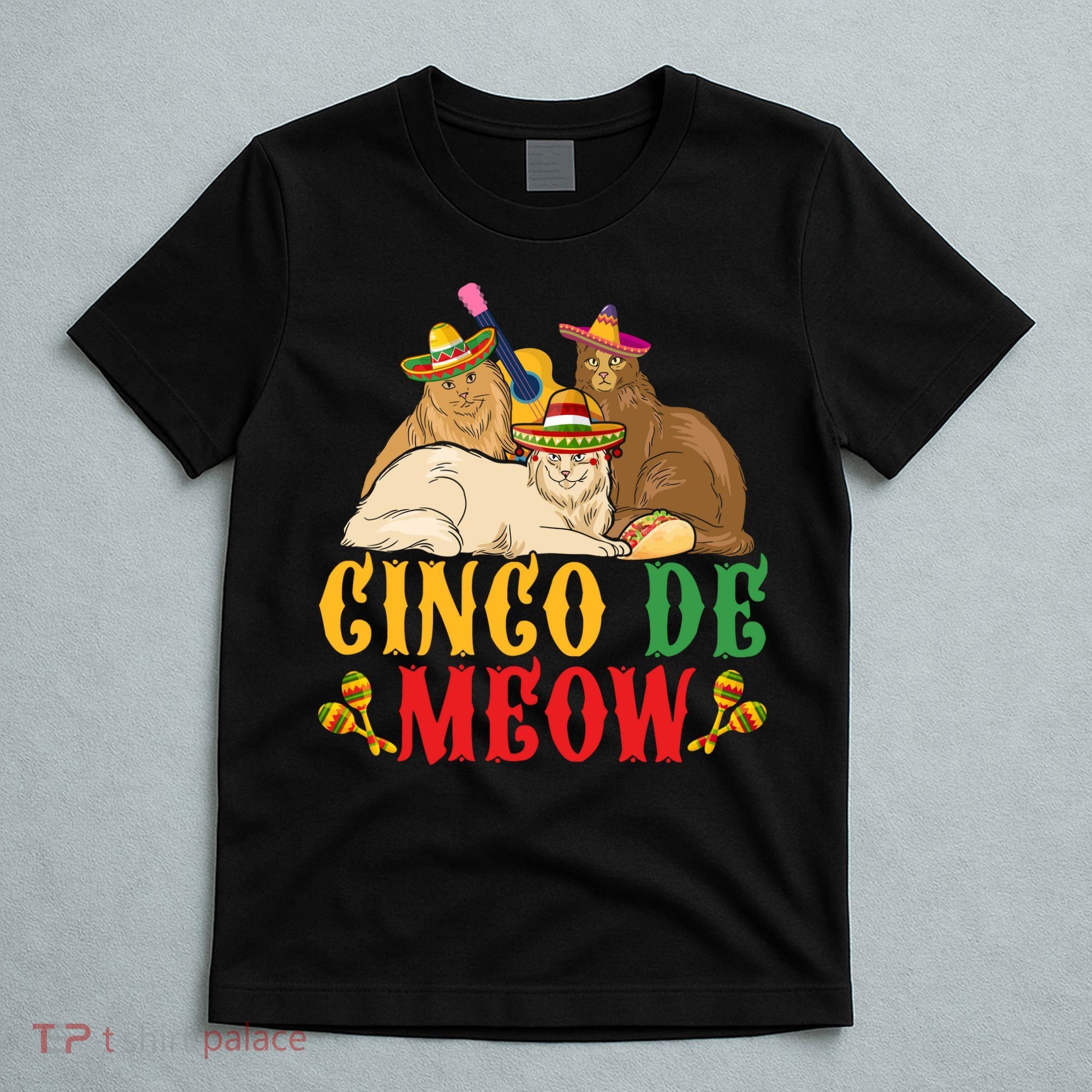Funny Cinco De Mayo Gift Cinco De Meow Cat Sombrero T-Shirt
