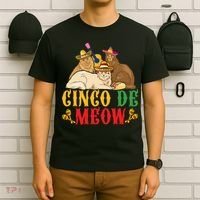 Funny Cinco De Mayo Gift Cinco De Meow Cat Sombrero T-Shirt thumb 6