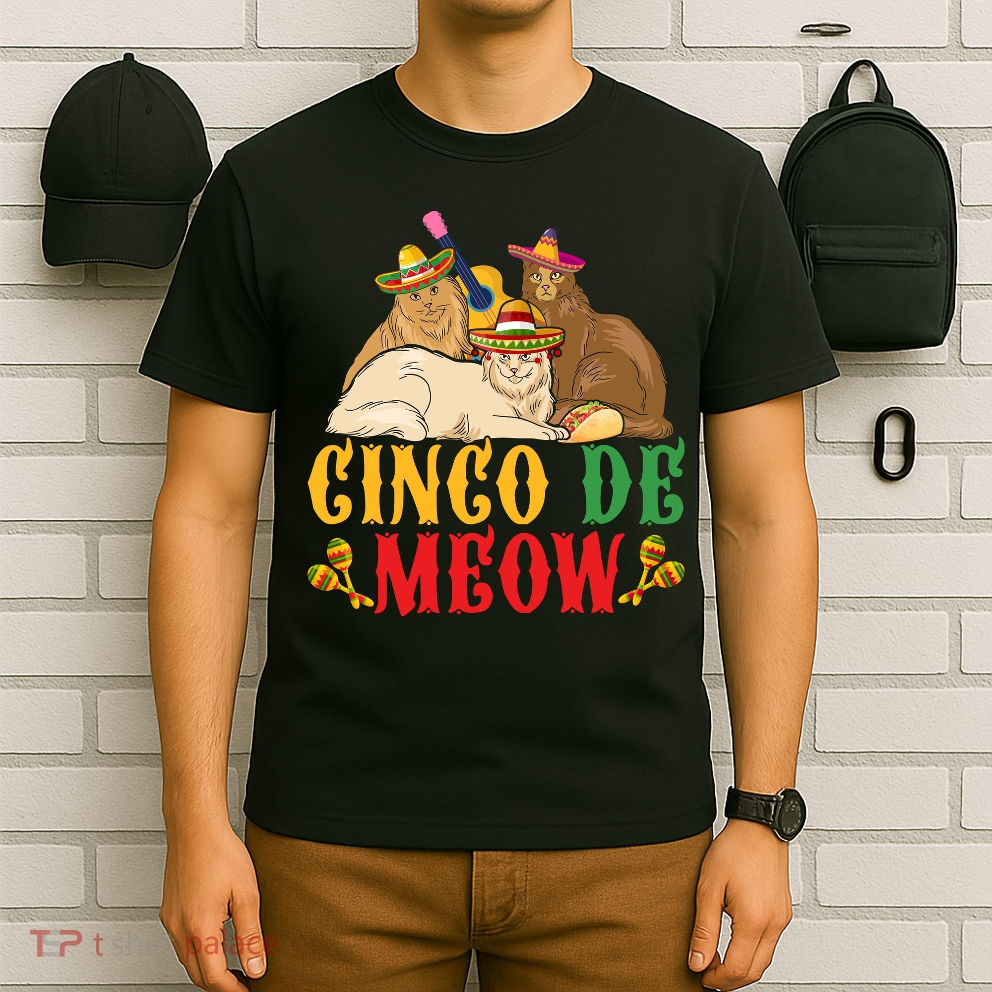 Funny Cinco De Mayo Gift Cinco De Meow Cat Sombrero T-Shirt