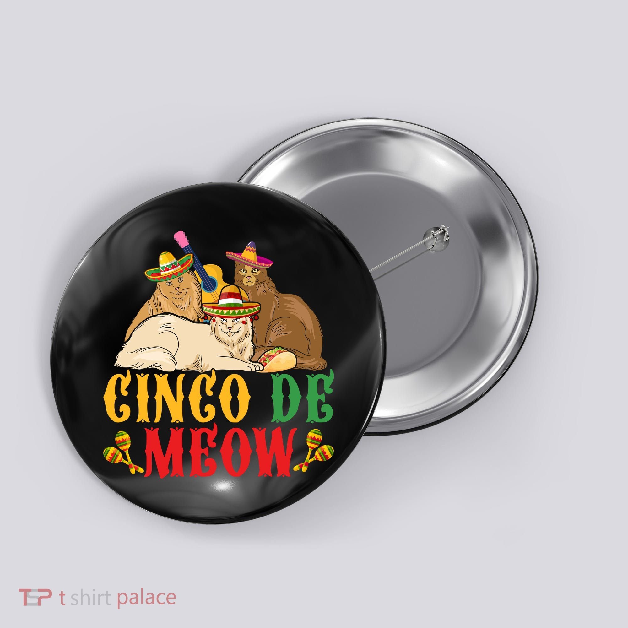 Funny Cinco De Mayo Gift Cinco De Meow Cat Sombrero Button