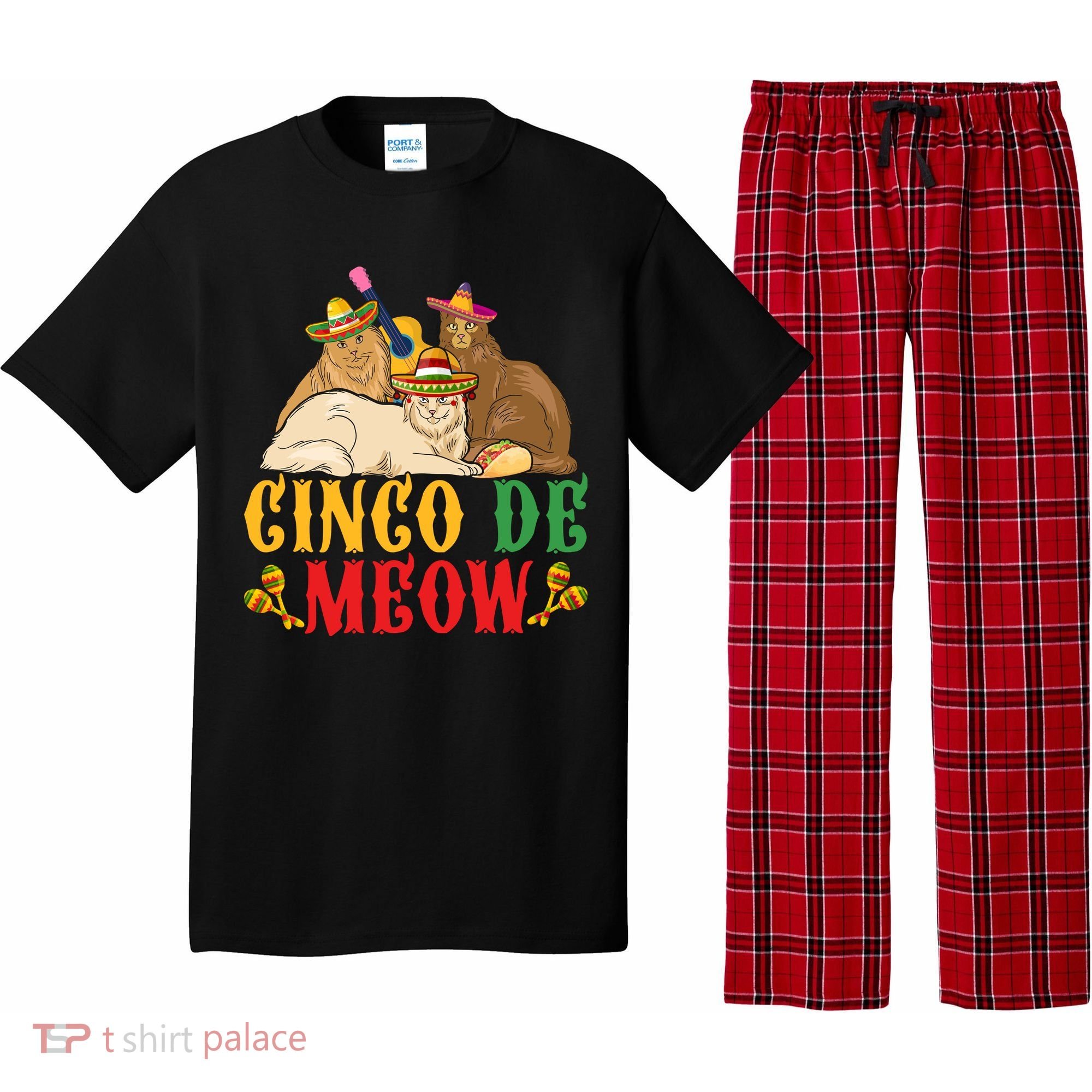 Funny Cinco De Mayo Gift Cinco De Meow Cat Sombrero Pajama Set