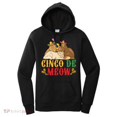 Funny Cinco De Mayo Gift Cinco De Meow Cat Sombrero Women's Hoodie