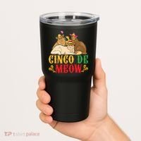 Funny Cinco De Mayo Gift Cinco De Meow Cat Sombrero Tumbler thumb 2