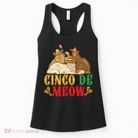 Funny Cinco De Mayo Gift Cinco De Meow Cat Sombrero Women's Tank Top thumb 0