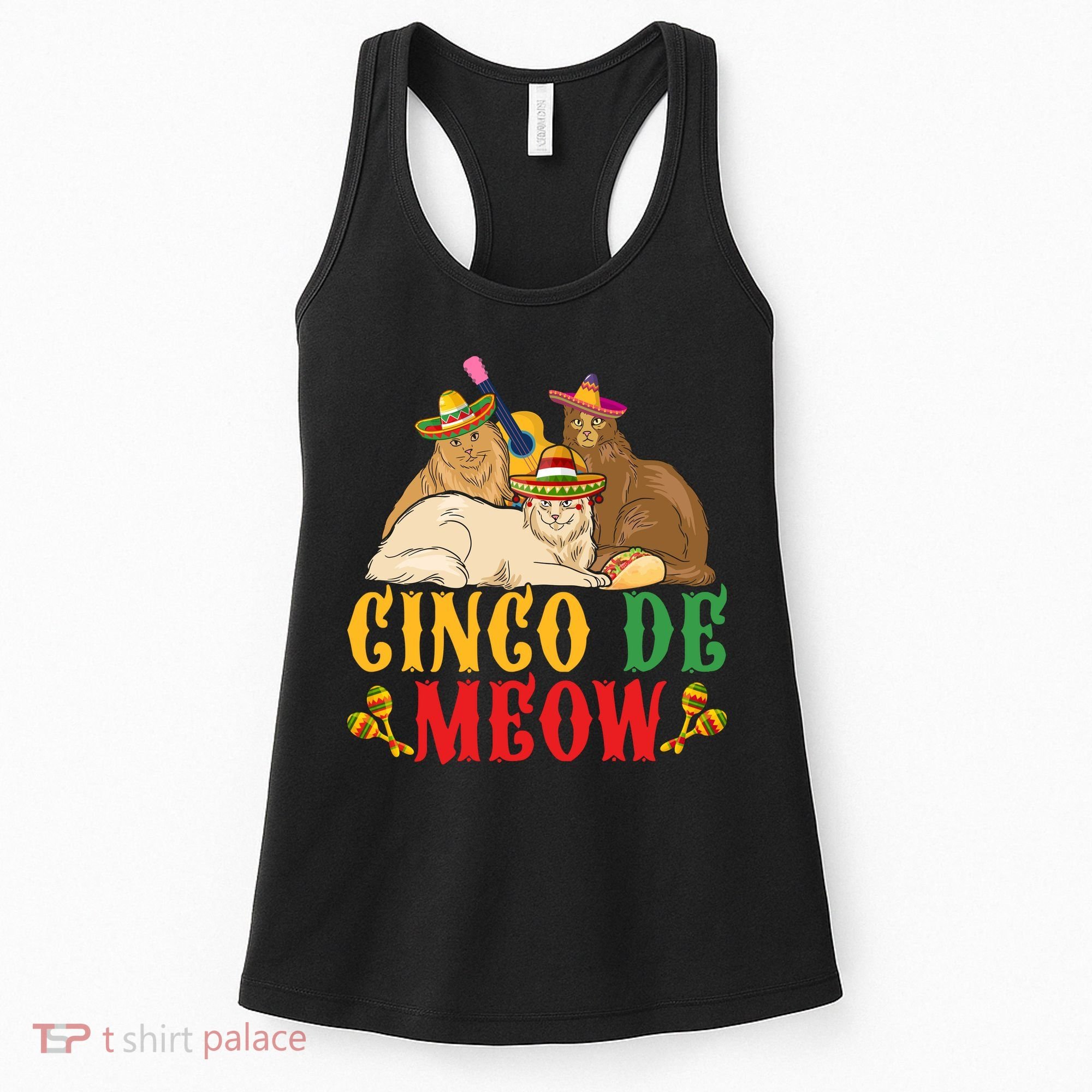 Funny Cinco De Mayo Gift Cinco De Meow Cat Sombrero Women's Tank Top