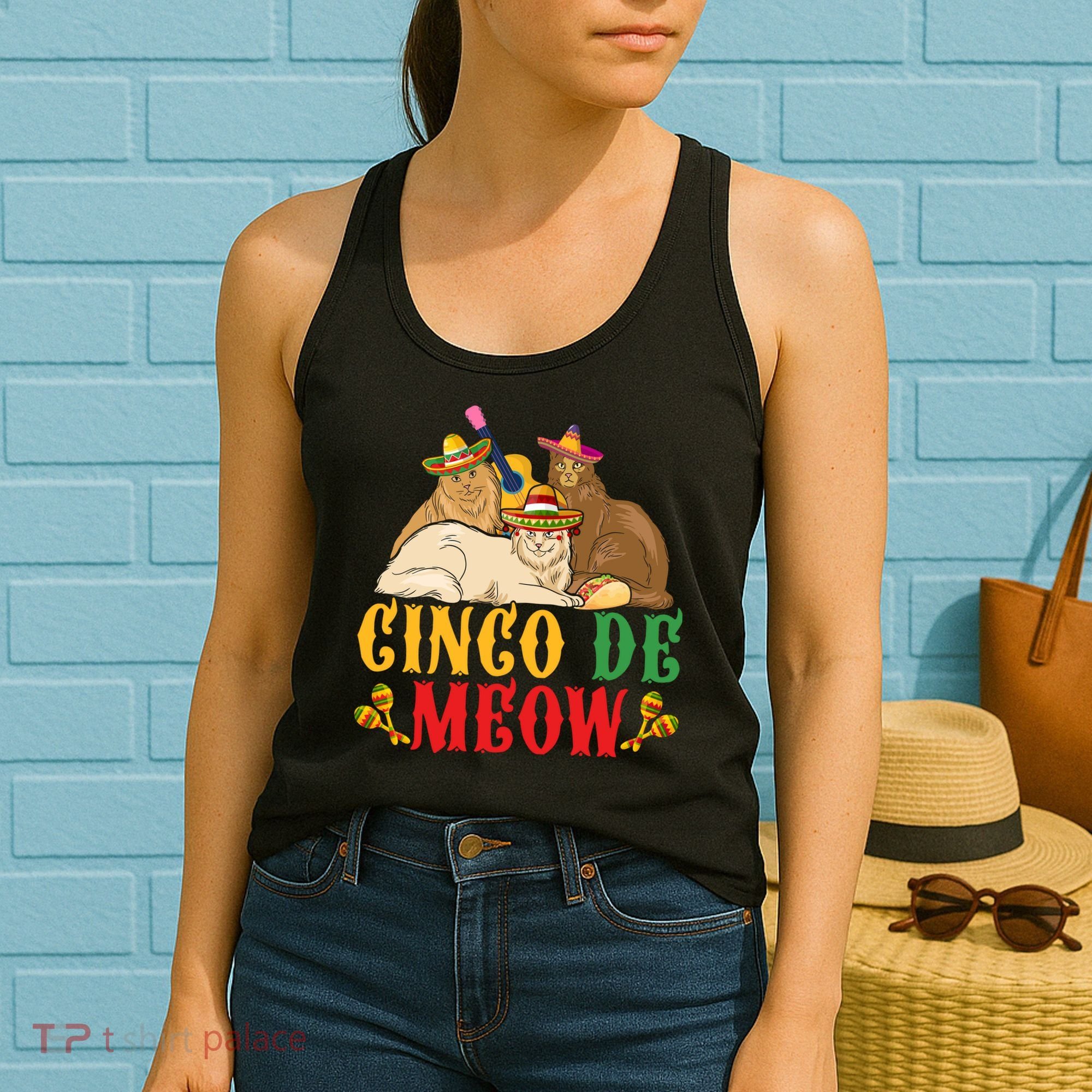 Funny Cinco De Mayo Gift Cinco De Meow Cat Sombrero Women's Tank Top
