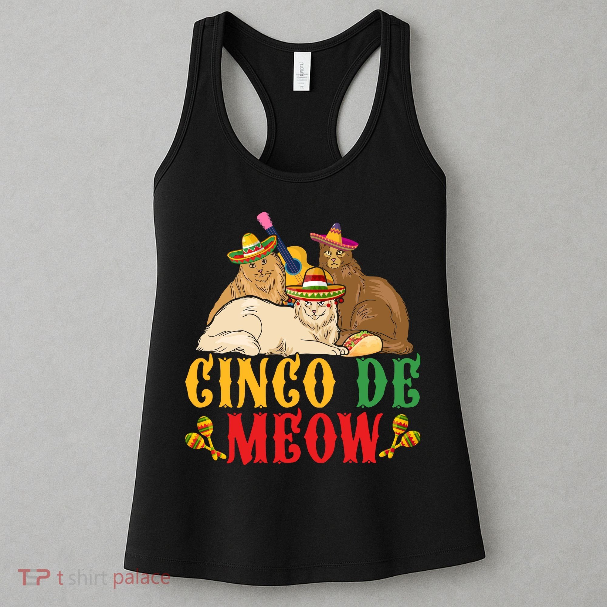 Funny Cinco De Mayo Gift Cinco De Meow Cat Sombrero Women's Tank Top