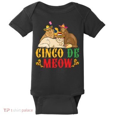 Funny Cinco De Mayo Gift Cinco De Meow Cat Sombrero Baby Bodysuit