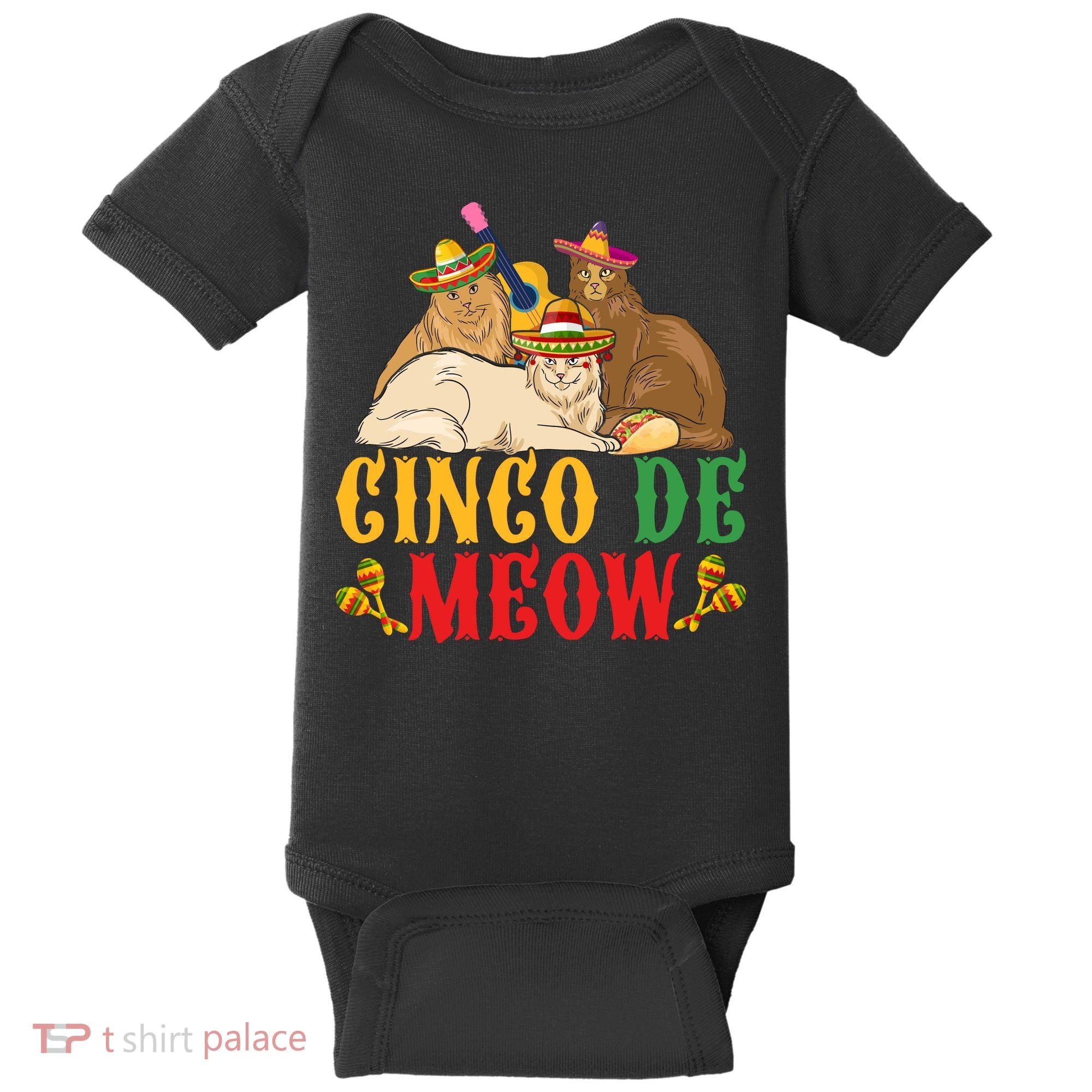 Funny Cinco De Mayo Gift Cinco De Meow Cat Sombrero Baby Bodysuit