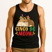 Funny Cinco De Mayo Gift Cinco De Meow Cat Sombrero Tank Top thumb 3