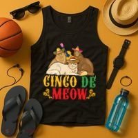Funny Cinco De Mayo Gift Cinco De Meow Cat Sombrero Tank Top thumb 4