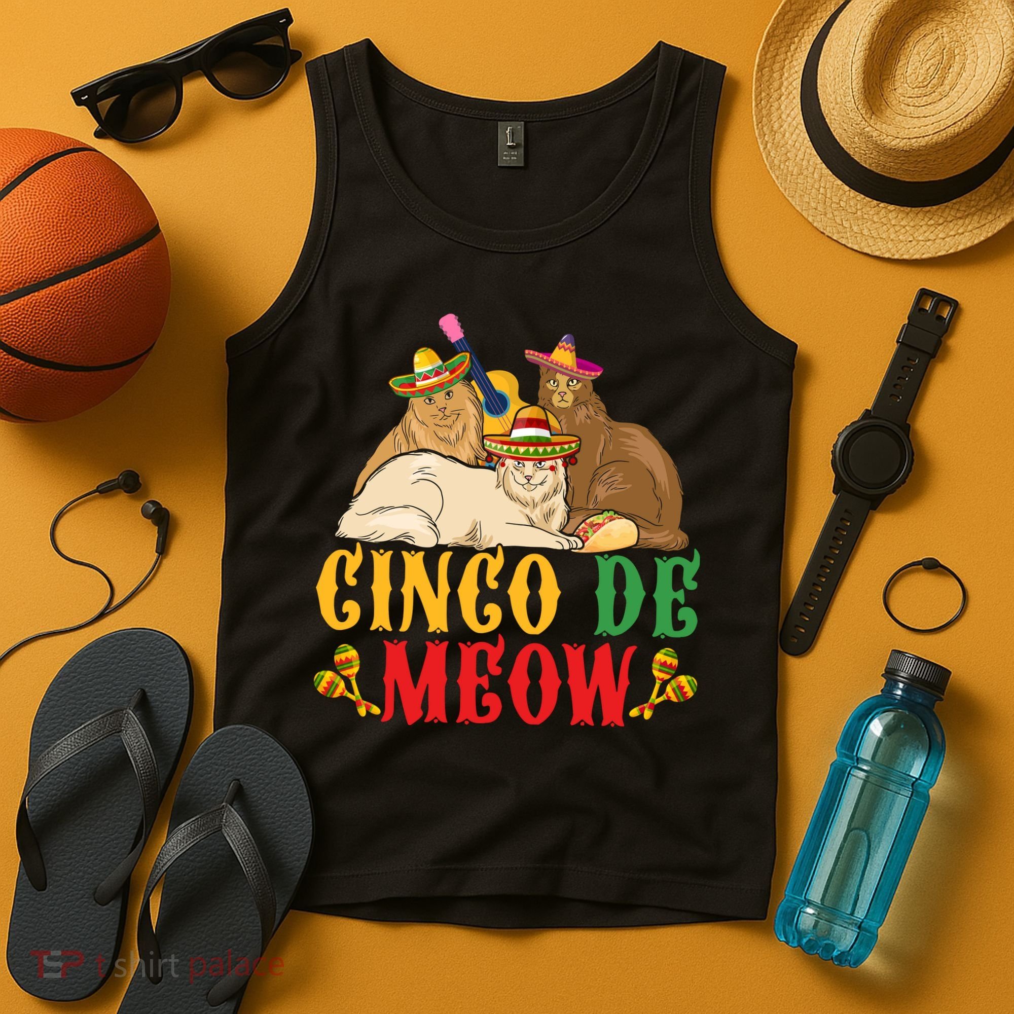 Funny Cinco De Mayo Gift Cinco De Meow Cat Sombrero Tank Top