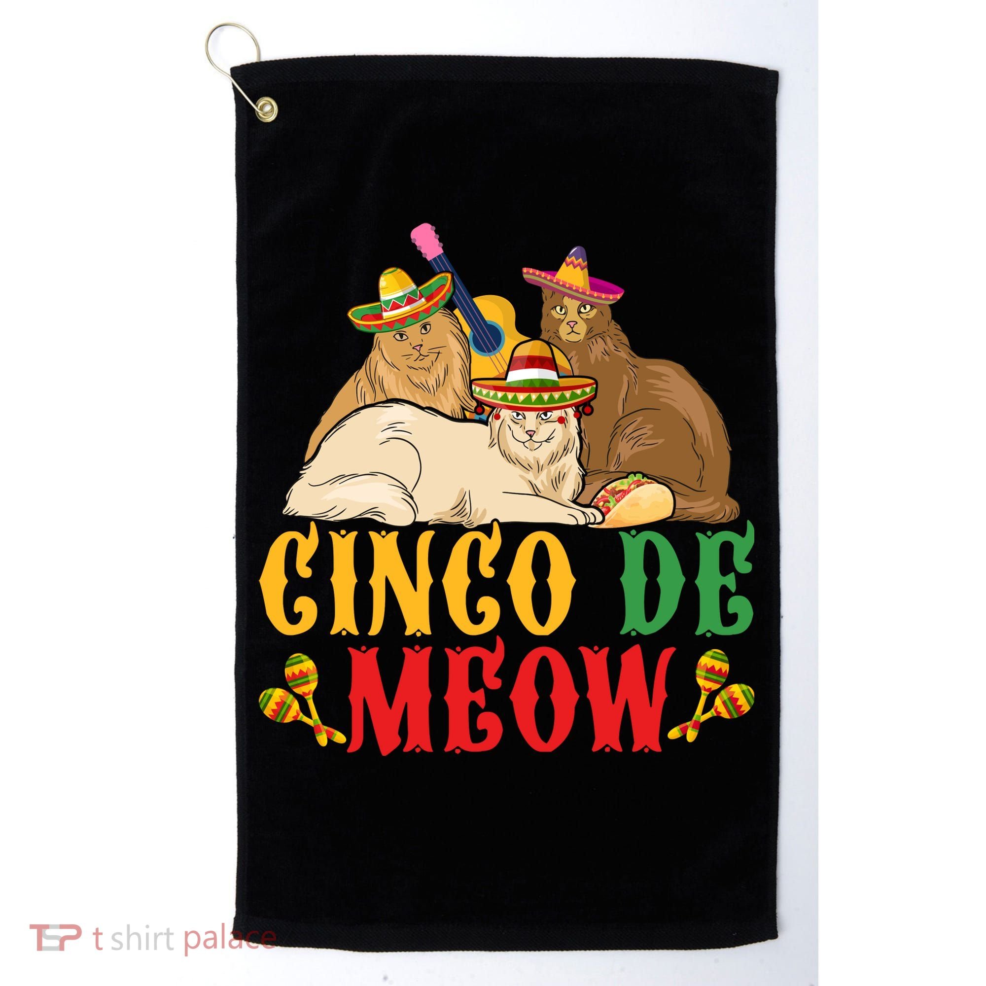 Funny Cinco De Mayo Gift Cinco De Meow Cat Sombrero Golf Towel