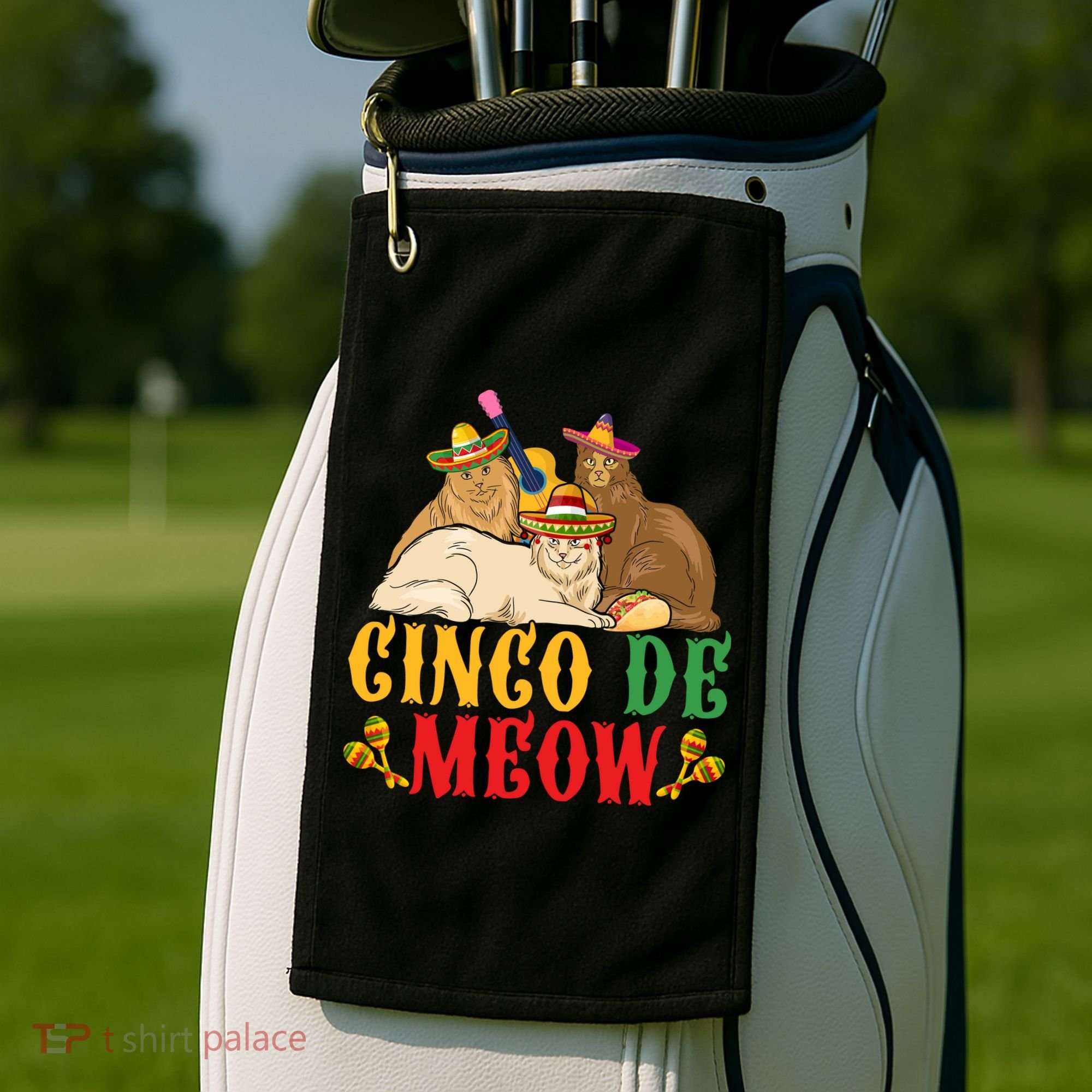 Funny Cinco De Mayo Gift Cinco De Meow Cat Sombrero Golf Towel