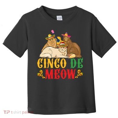Funny Cinco De Mayo Gift Cinco De Meow Cat Sombrero Toddler T-Shirt