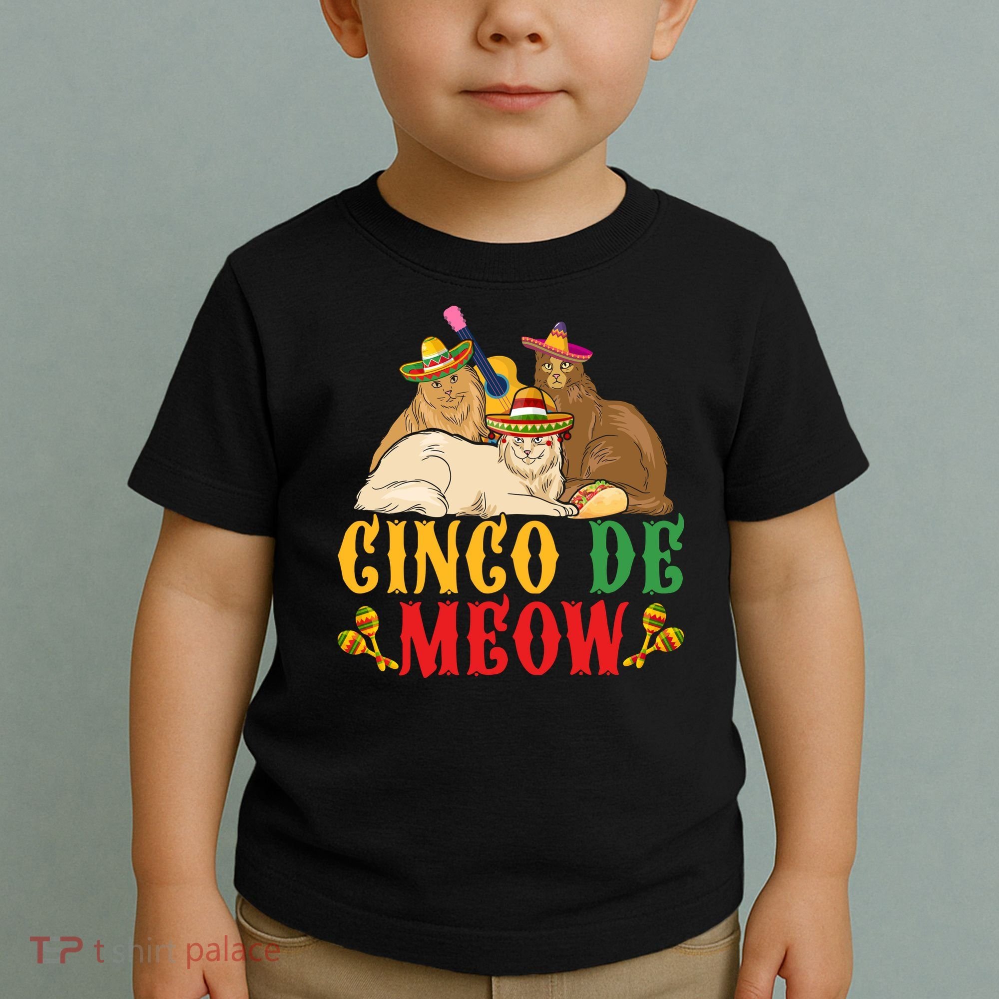 Funny Cinco De Mayo Gift Cinco De Meow Cat Sombrero Toddler T-Shirt