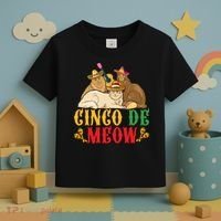 Funny Cinco De Mayo Gift Cinco De Meow Cat Sombrero Toddler T-Shirt thumb 3