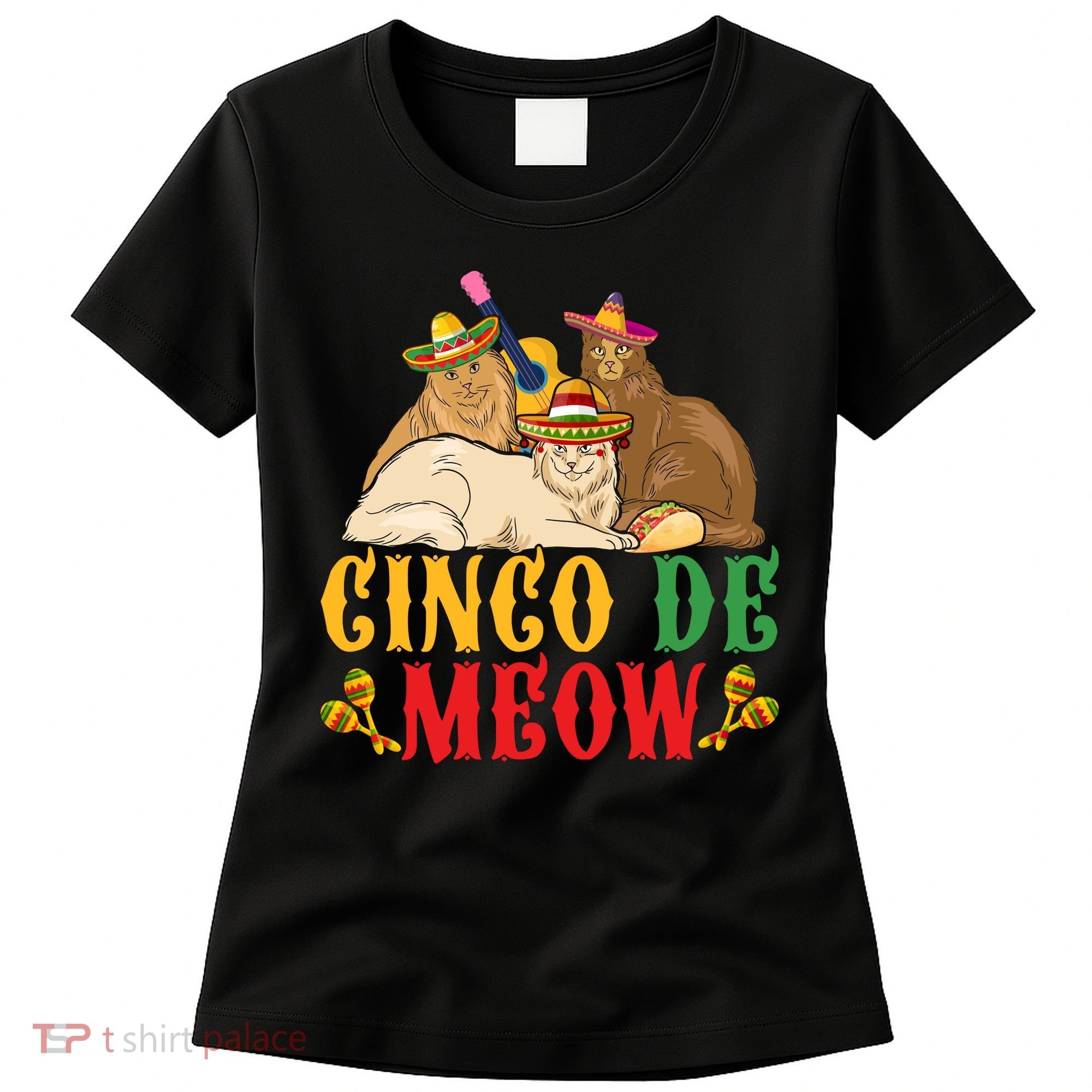 Funny Cinco De Mayo Gift Cinco De Meow Cat Sombrero Women's T-Shirt