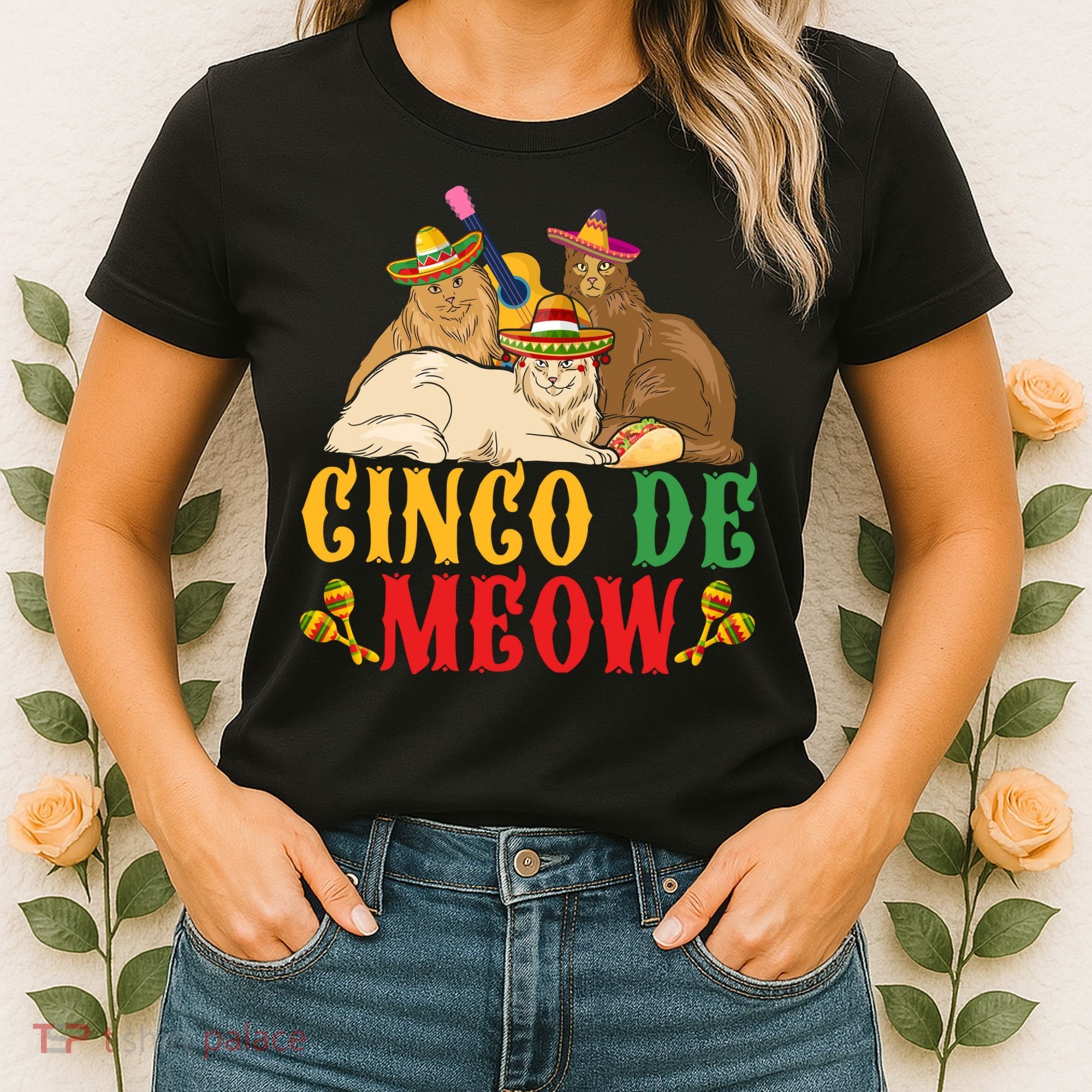 Funny Cinco De Mayo Gift Cinco De Meow Cat Sombrero Women's T-Shirt