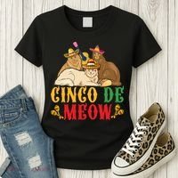 Funny Cinco De Mayo Gift Cinco De Meow Cat Sombrero Women's T-Shirt thumb 3