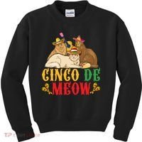 Funny Cinco De Mayo Gift Cinco De Meow Cat Sombrero Kids Sweatshirt thumb 0