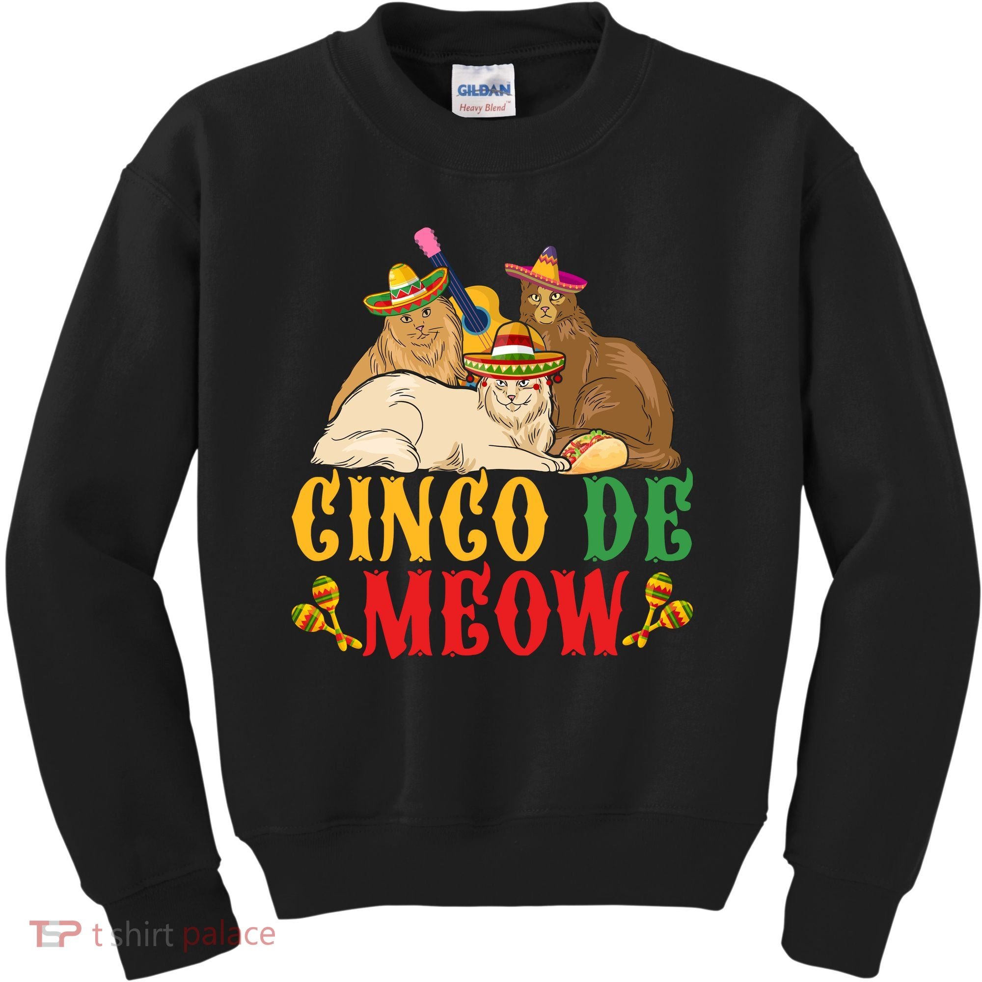 Funny Cinco De Mayo Gift Cinco De Meow Cat Sombrero Kids Sweatshirt