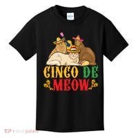 Funny Cinco De Mayo Gift Cinco De Meow Cat Sombrero Kids T-Shirt thumb 0