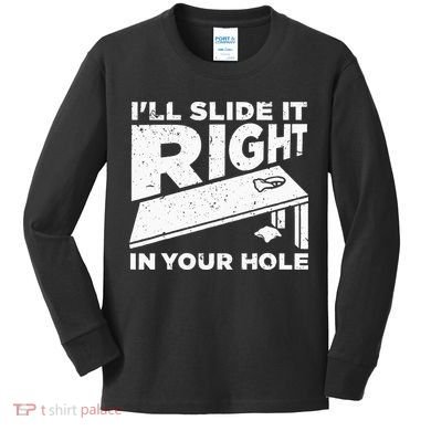 Funny Cornhole Design For Wo Sack Toss Game Lovers  Kids Long Sleeve Shirt