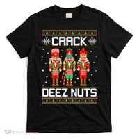Funny Crack Deez Nuts Ugly Christmas Sweater Xmas Nutcracker T-Shirt thumb 0