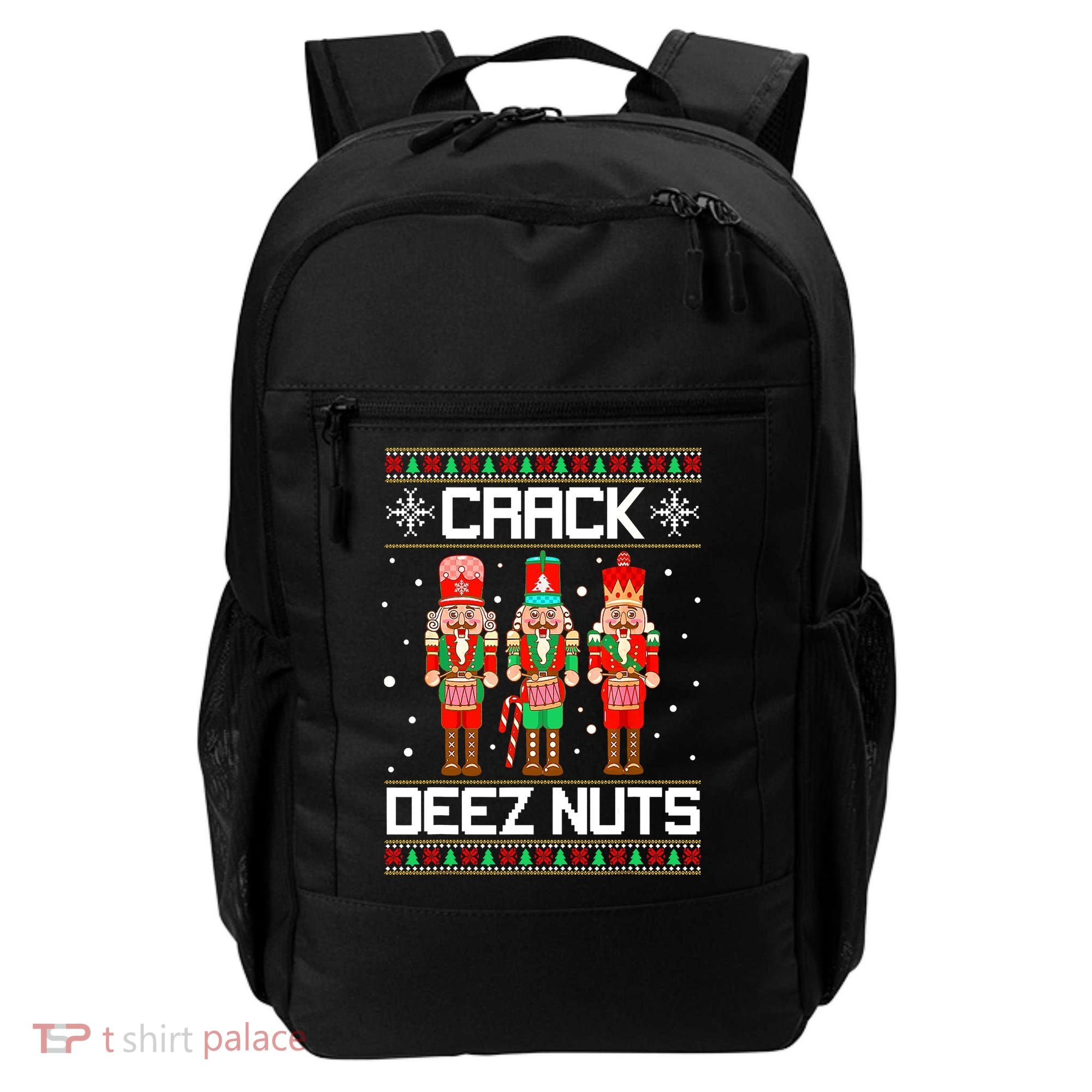 Funny Crack Deez Nuts Ugly Christmas Sweater Xmas Nutcracker Backpack